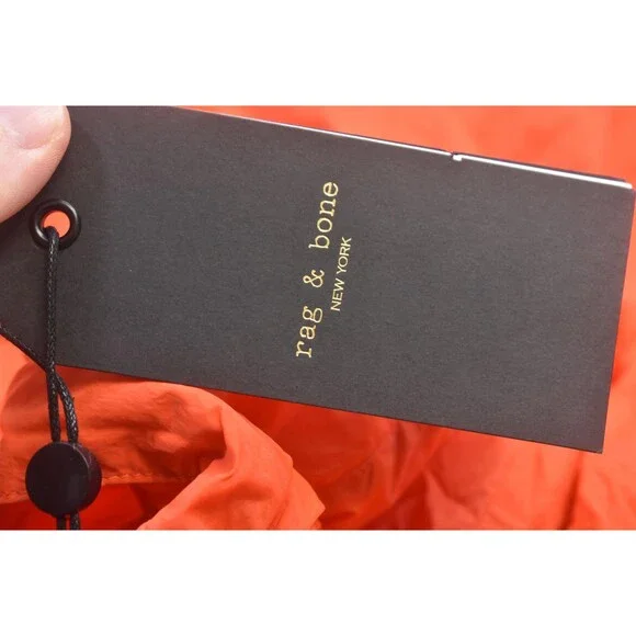 Rag & Bone Penn Windbreaker Jacket Mens Large Orange Hooded Nylon Rain - Picture 9 of 12